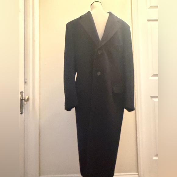 Studio Milano Men’s Luxe Black Cashmere Wool Overcoat Size 40R Quiet Luxury
